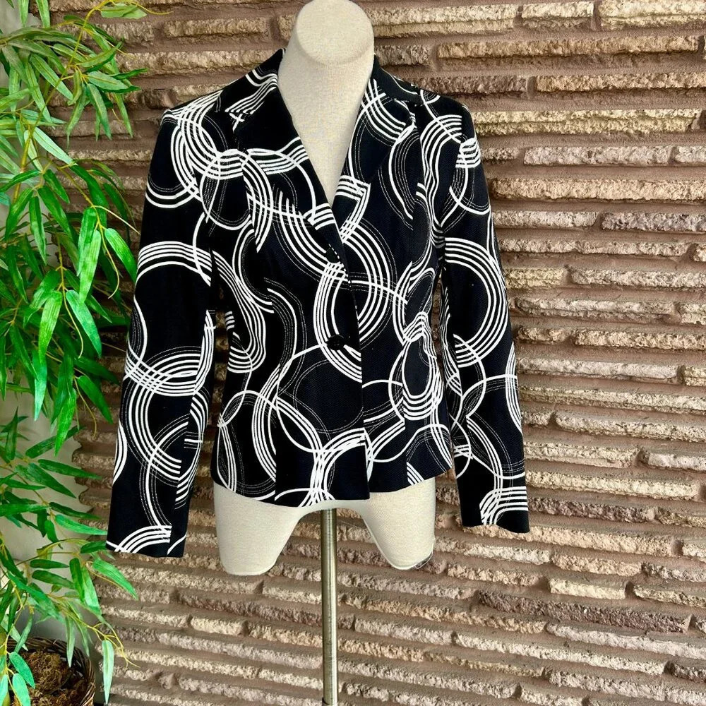 Atomic Black Concentric Circles Career Blazer NWT $138 Size 8 - Picture 7 of 8